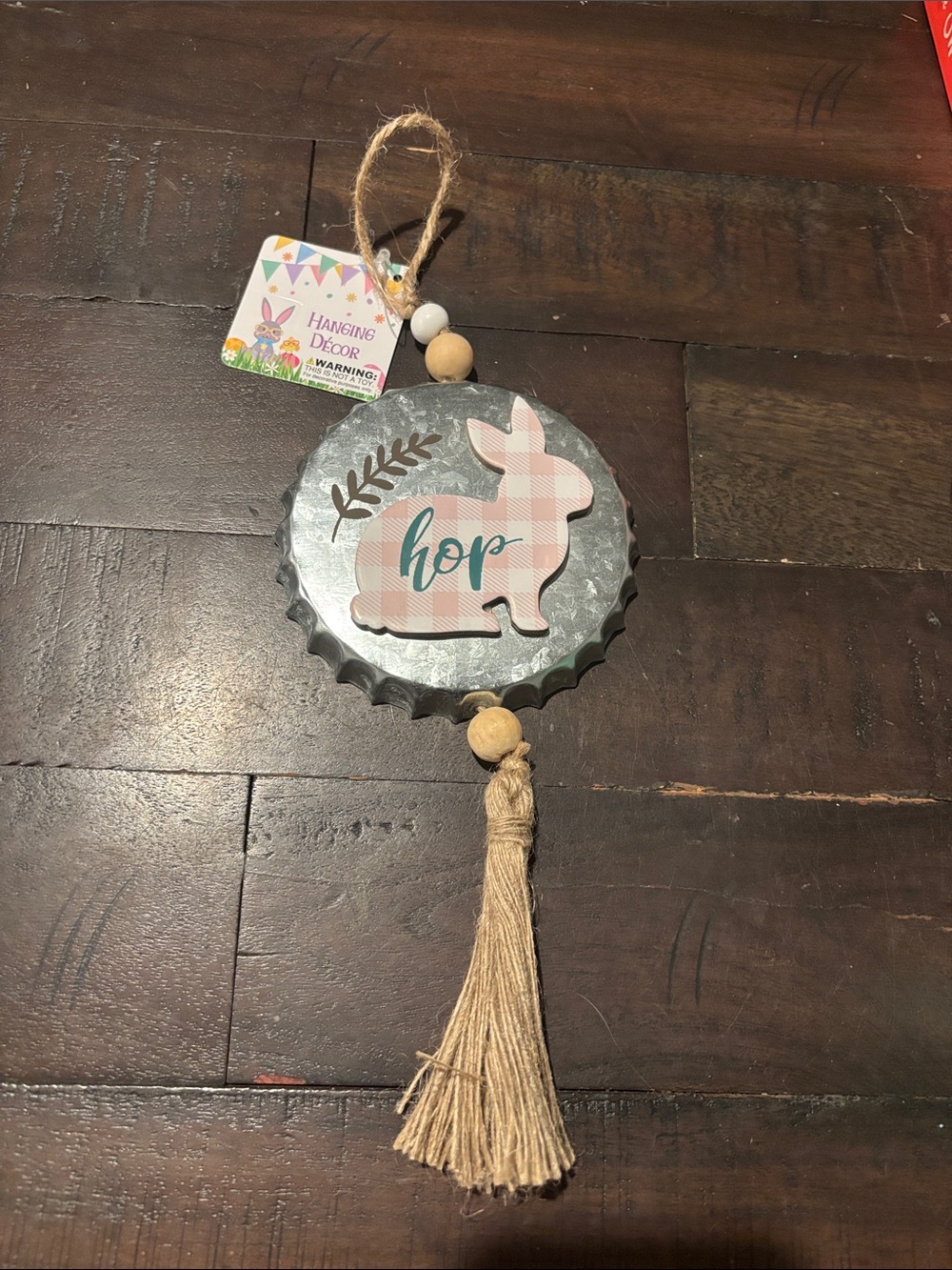 Easter Bunny 'Hop' Hanging Décor - Pink Plaid